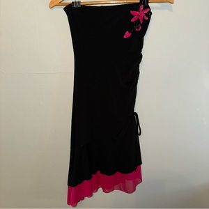 Vintage City Triangles y2k 90s Beaded Ruffle Sequin Asymmetrical Strapless Dress